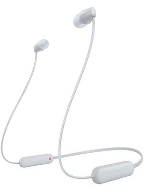 Sony WI-C100 Wireless Bluetooth Neckband Headphones White Built-In Mic 25hr NIB